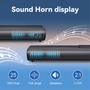 2.1Ch Sound Bars for TV, Soundbar with Subwoofer, Wired & Wireless Bluetooth 5.0 3D Surround Speakers, Optical/Hdmi/Aux/Rca/Usb Connection, Wall Mountable, Remote Control